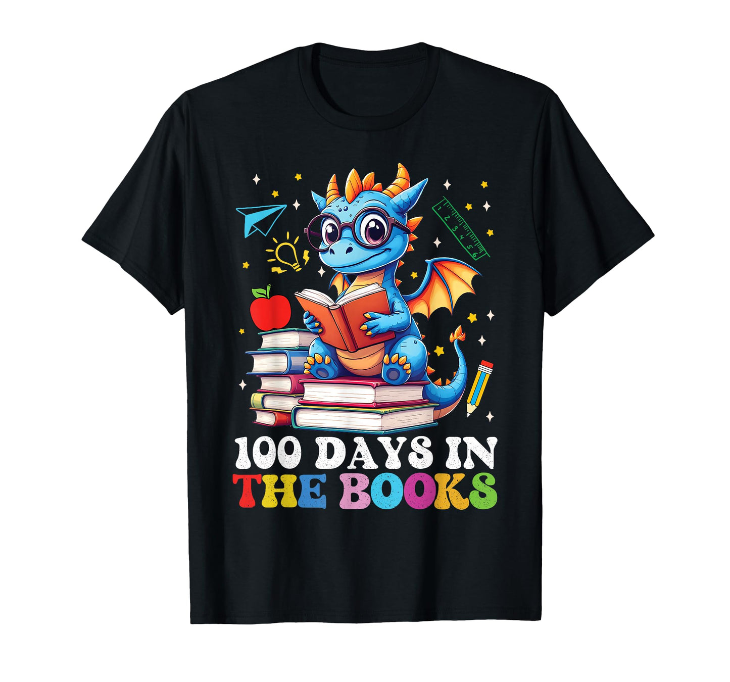 100 Days of School Dragon Reading 100th Day Boys Girls Kids T-Shirt