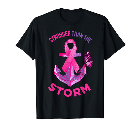 Stronger Than The Storm Fight Breast Cancer Ribbon Wear Pink T-Shirt
