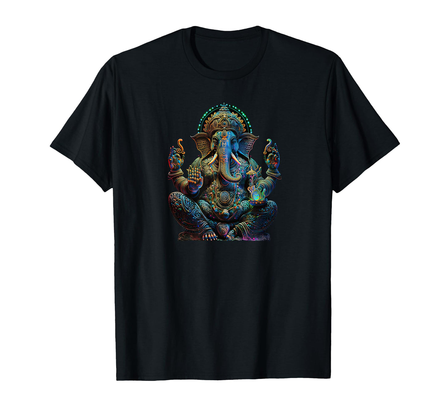 Ganesh Enlightenment Consciousness Meditation T-Shirt - Men, Unisex Children, Spiritual and Wellness Interested - Black - Small - Short Sleeve - Yoga - Spiritual Meditation - Mandala - T-Shirt