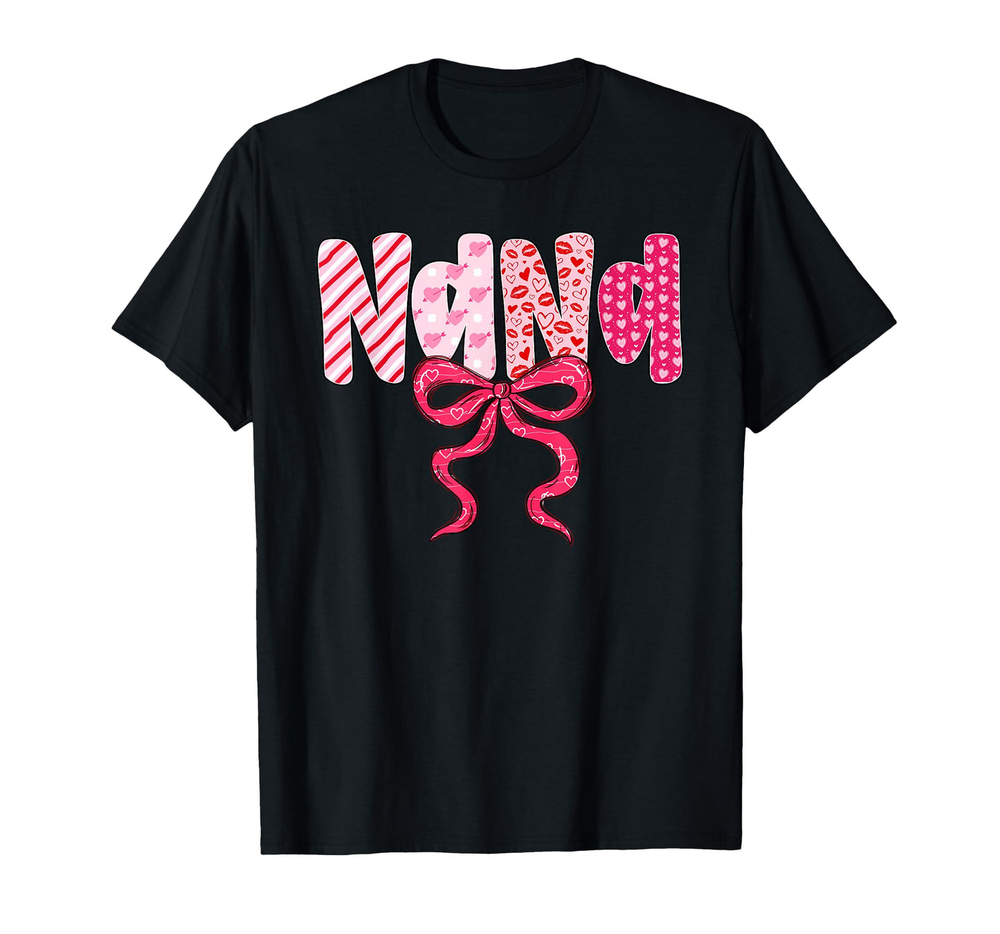 Nana Valentine Pink Coquette Bow Valentine's Day Grandma T-Shirt