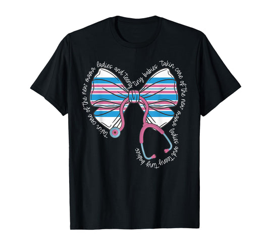 Stethoscope Coquette Bow Baby Blanket Mother Baby Nurse T-Shirt