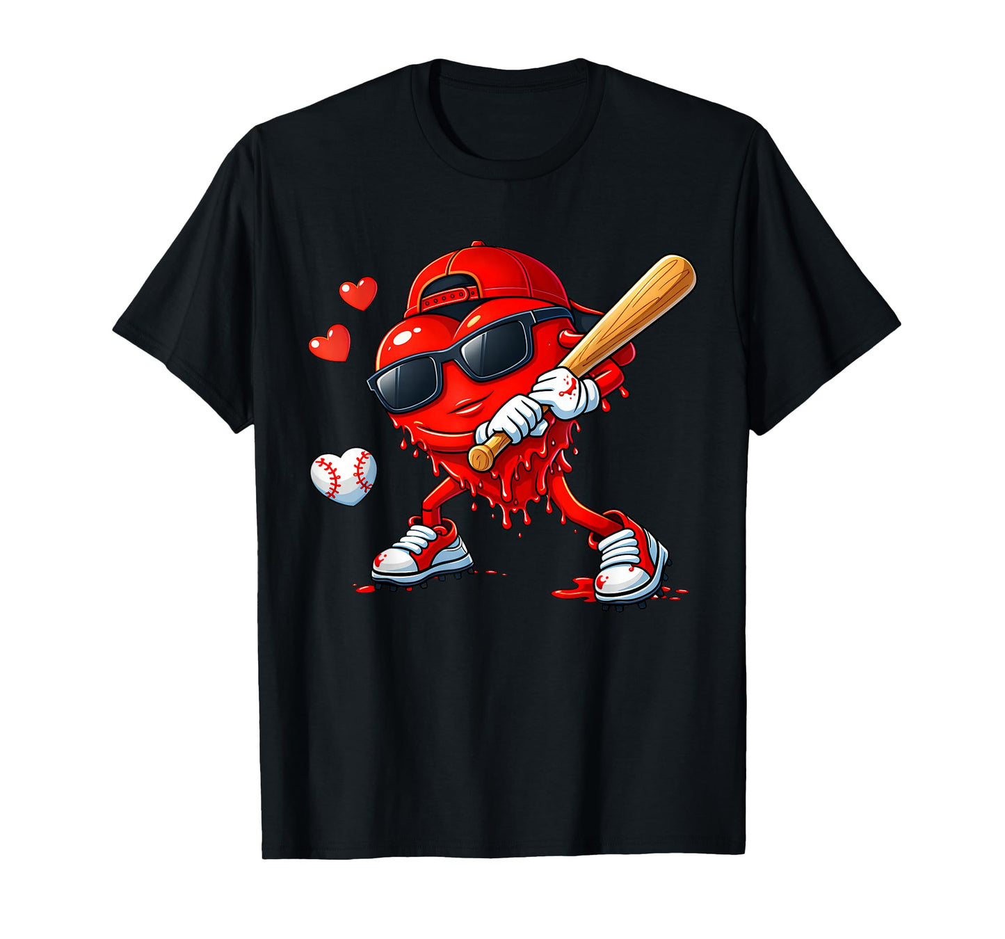 Valentine Baseball Heart Sports Love Valentines Day Boys T-Shirt