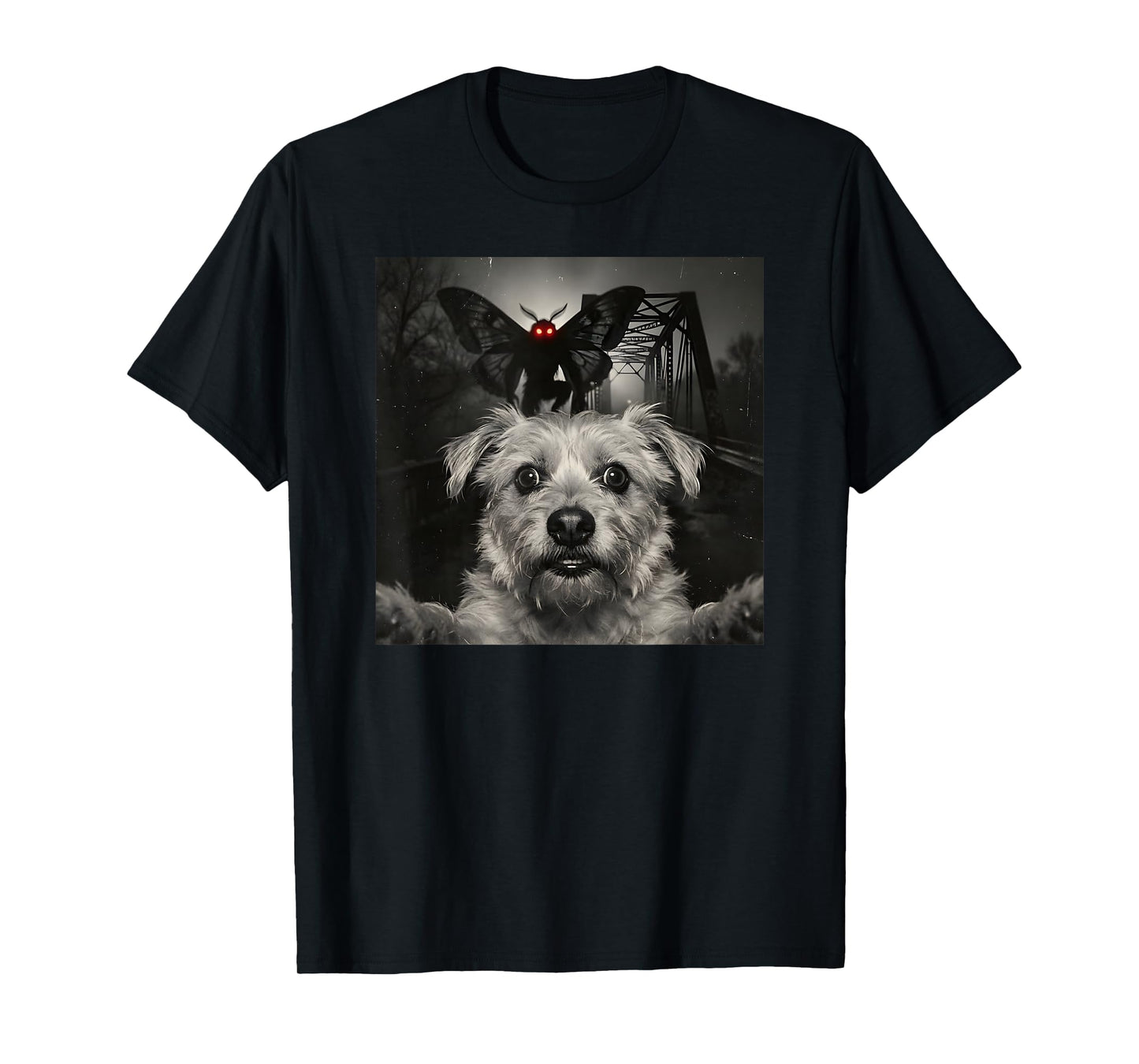 Funny Mothman Cryptid Dog Selfie - Paranoid Humor Gift T-Shirt