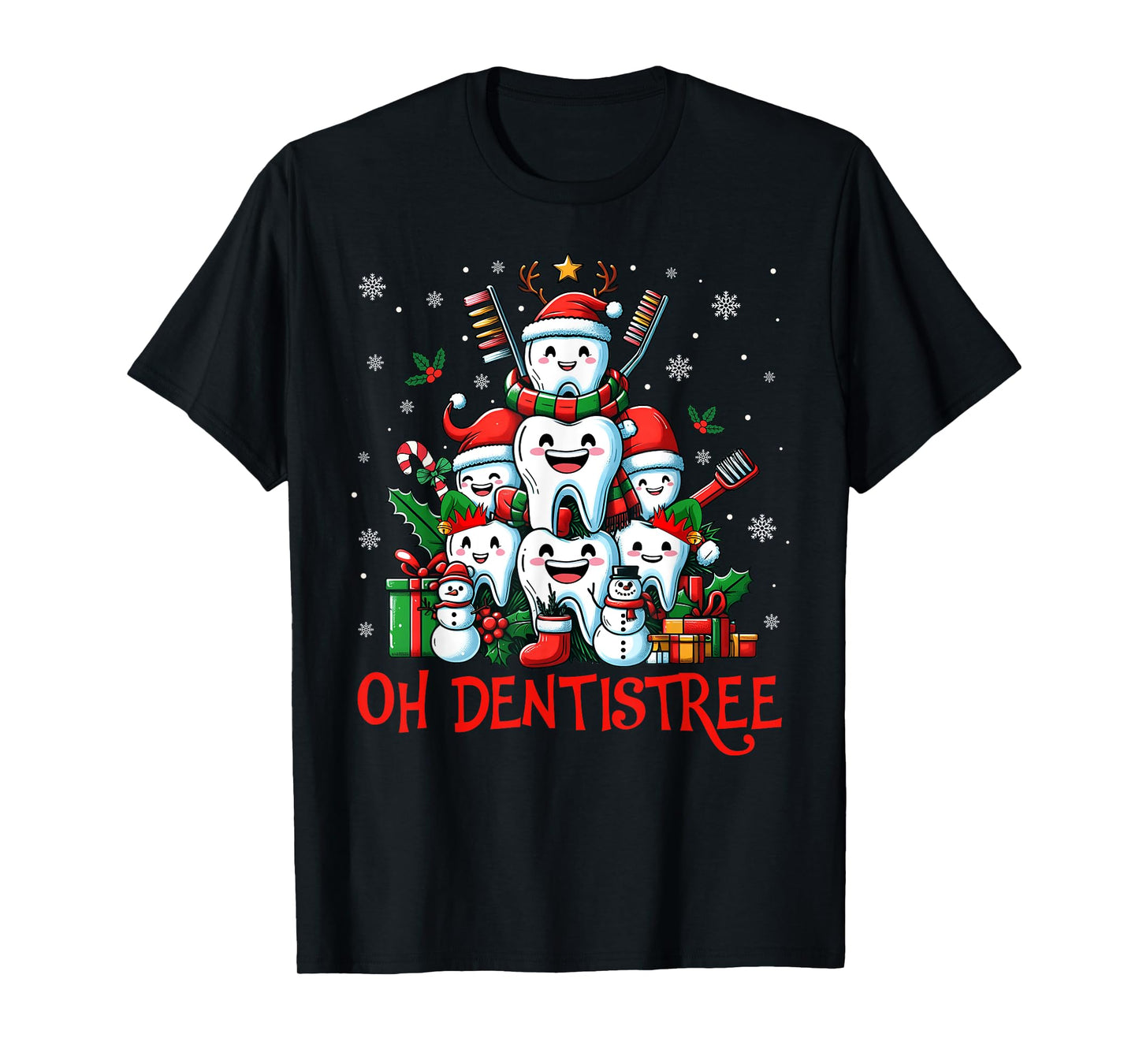 Funny Christmas Dentist Tree Dental Oh Dentistree Tooth Tree T-Shirt