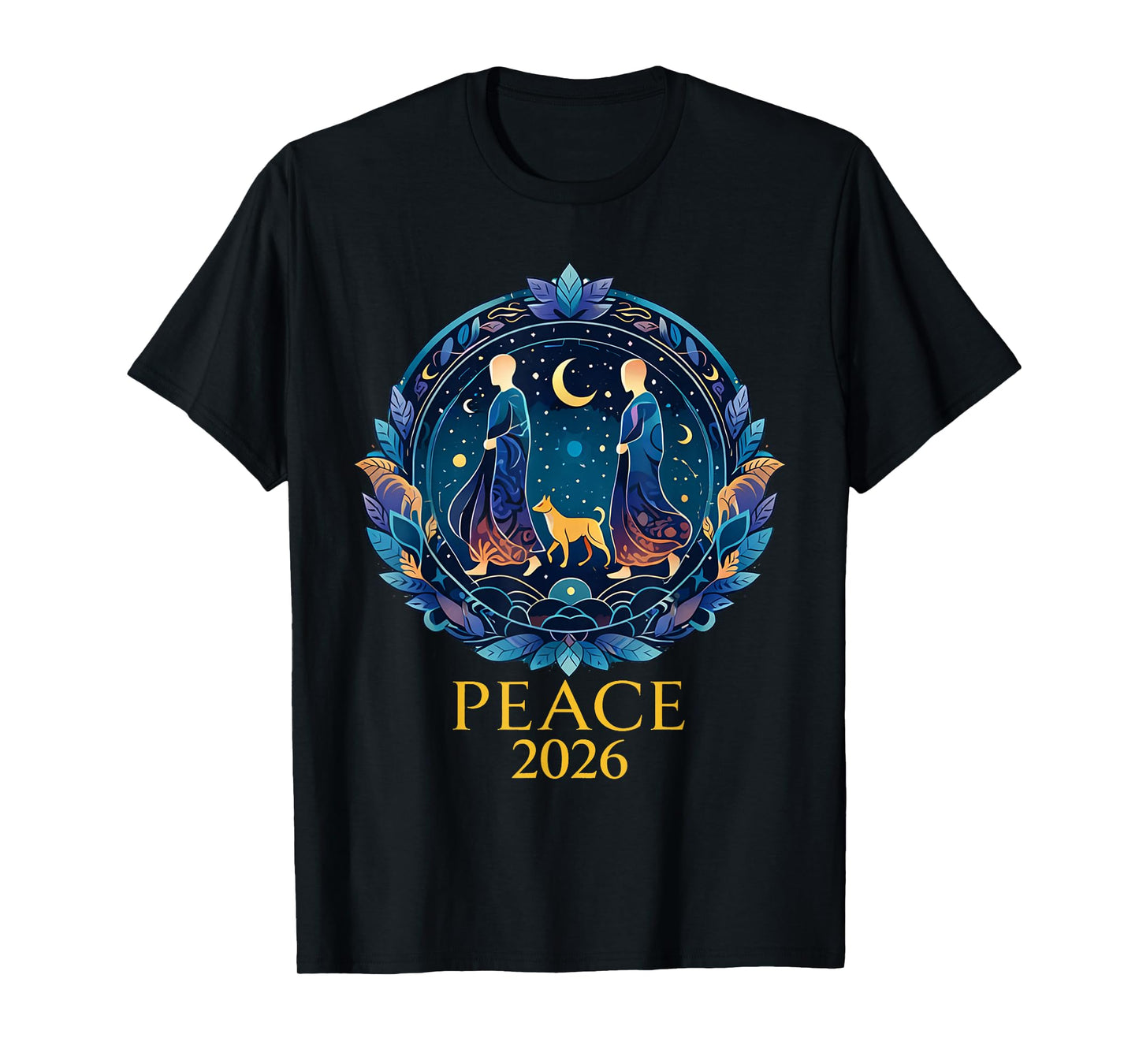 Walk Peace 2026 World Peace Monks with Aloka Dog Spiritual T-Shirt