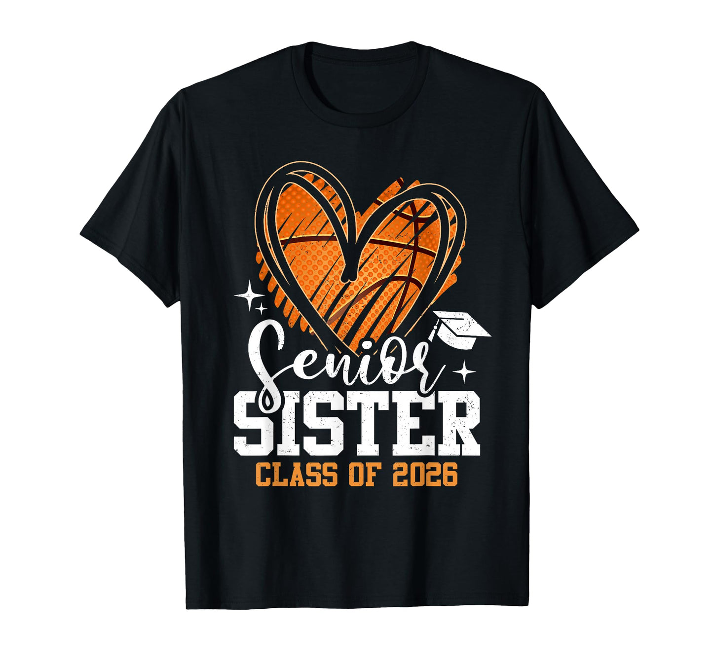 Senior Sister Class of 2026 Basketball Graduation Heart T-Shirt