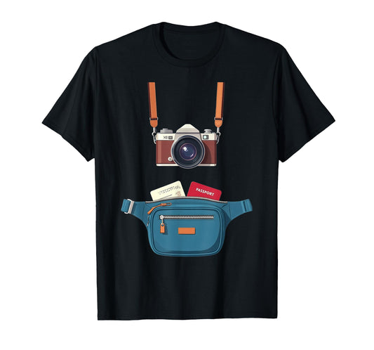 Tourist Spirit Day Camera Passport Map And Camera Tourism T-Shirt
