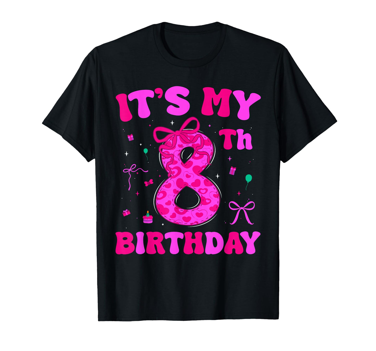 It's My 8th Birthday Coquette Bow 8th Birthday Girls T-Shirt