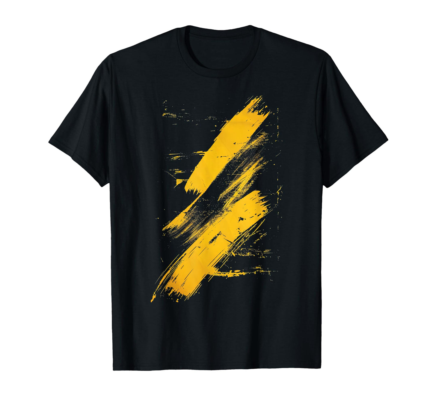 LumaThread Unisex Adults Yellow And Black Brushstrokes Graphic T-Shirt