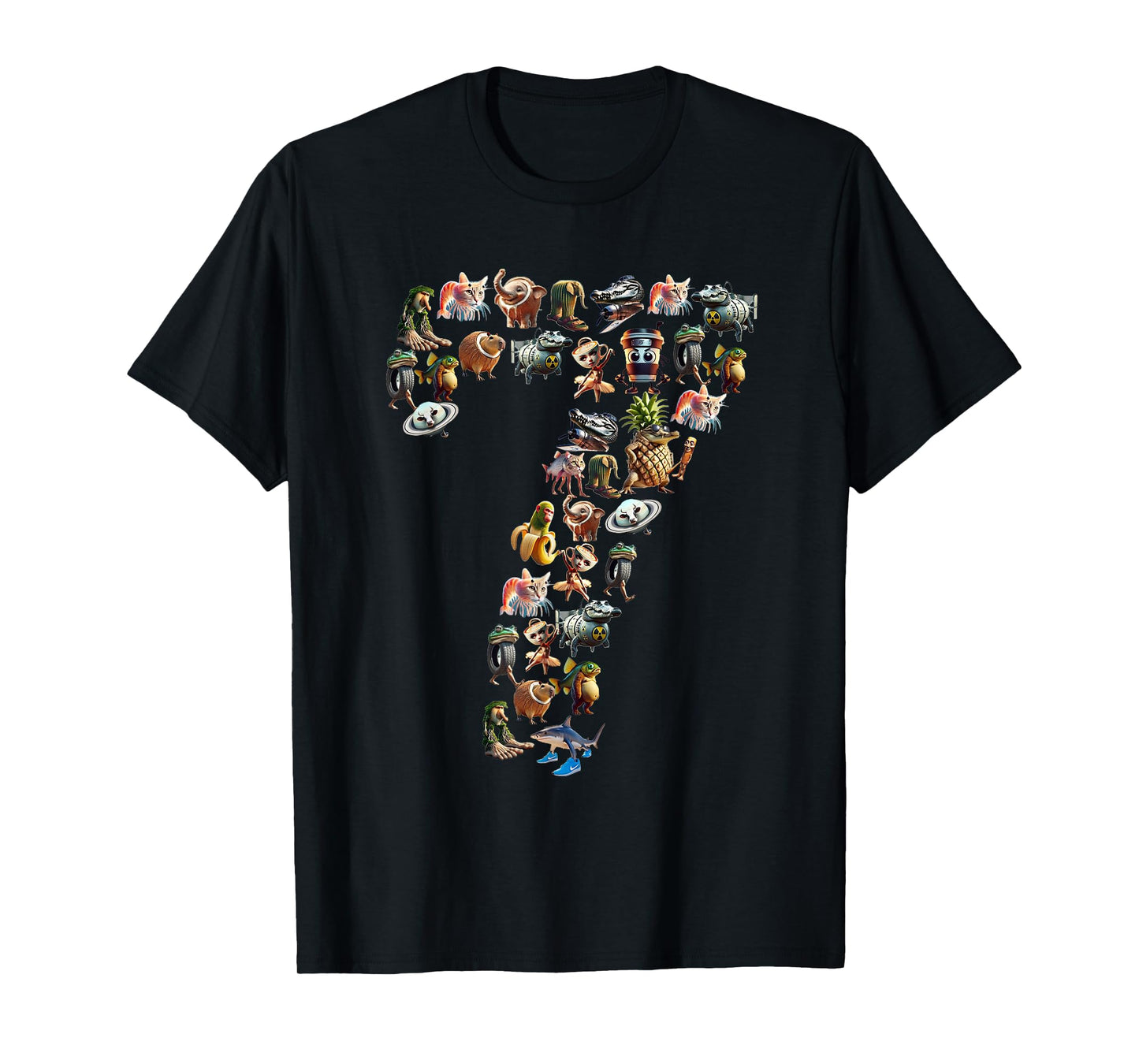 Happy 7th Birthday Boy Italian Brainrot Meme Party Funny T-Shirt