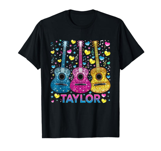 Funny Girl Retro Taylor First Name Personalized Groovy 80's T-Shirt