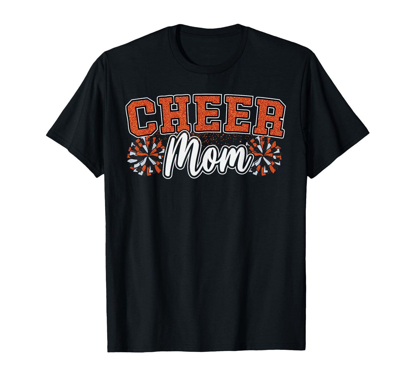 Funny Loud Proud Cheer Mom Mama Cheerleading Orange Pom Poms T-Shirt