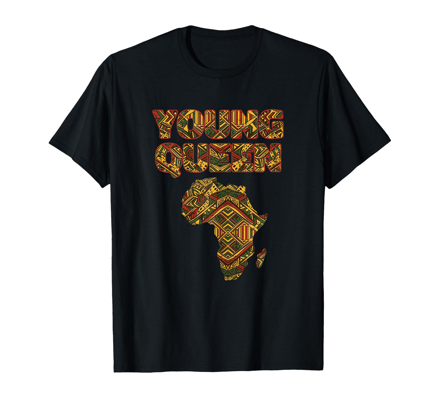 Black History Young Queen Africa Map African Girls Kid Women T-Shirt