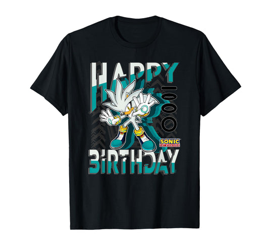 Sonic The Hedgehog Happy Birthday Silver Grid Chest Poster T-Shirt