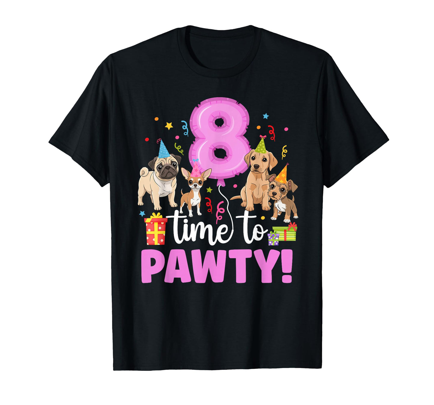 8th Dog Birthday Party Eight Year Old Puppy Birthday T-Shirt