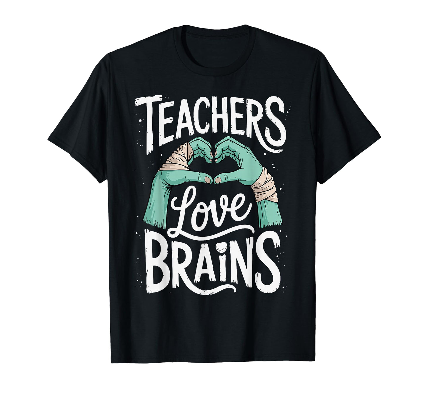 Funny Teacher Halloween Shirt Women Men Teachers Love Brains T-Shirt