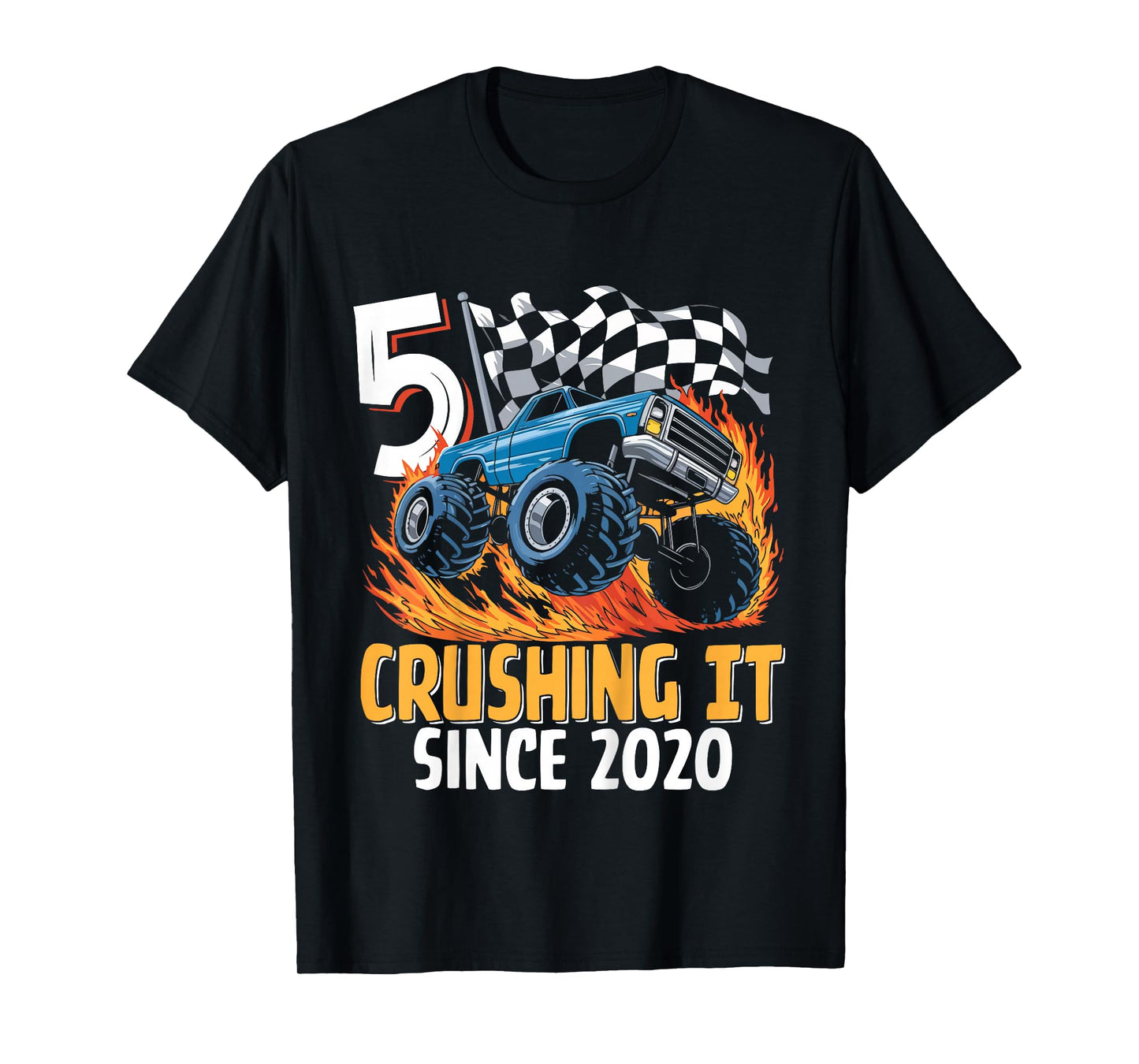 Kids Birthday Monster Truck 5 Year Old Boys 5th Party Born 2020 T-Shirt