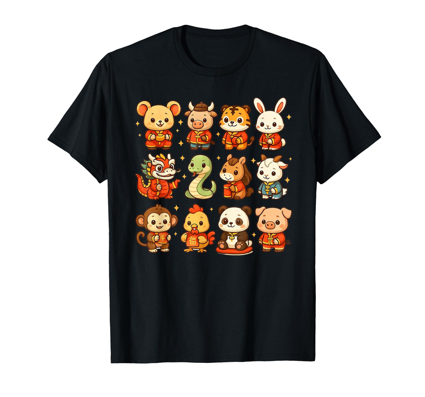 Lunar New Year Cute Animals 12 Chinese Zodiac Signs Order T-Shirt