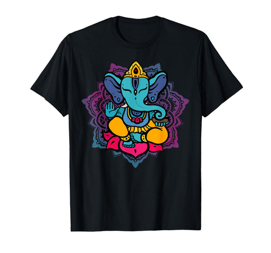 Beautiful Ganesha in Yoga Lotus Meditation Mandala T-Shirt T-Shirt