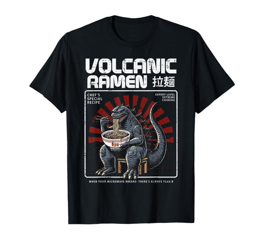 Japanese Volcanic Ramen Monster Kaiju Art Men Women Kids T-Shirt