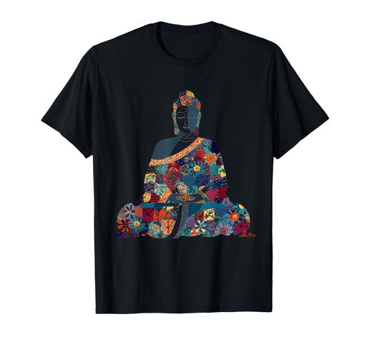 Buddha Vintage Flowers Zen Buddhist Buddhism Yoga Spiritual T-Shirt