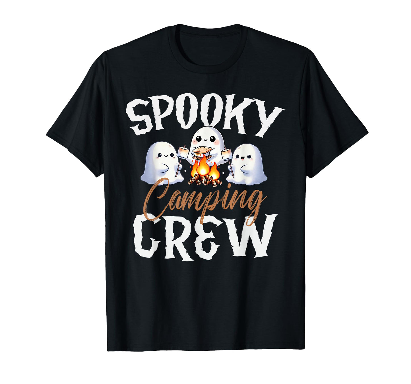 Spooky Camping Crew Halloween 2024 Campfire Happy Boo Ghost T-Shirt