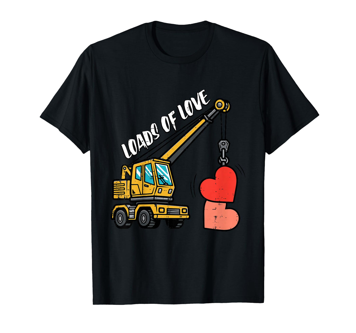 Kids Valentines Day Crane Heart Loads Love Construction Boys Kids T-Shirt