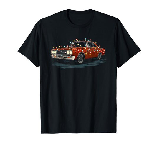 Funny Muscle Car Christmas Graphics Lights Lover T-Shirt