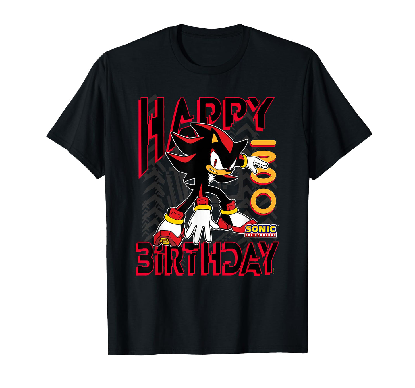 Sonic The Hedgehog Happy Birthday Shadow Grid Chest Poster T-Shirt