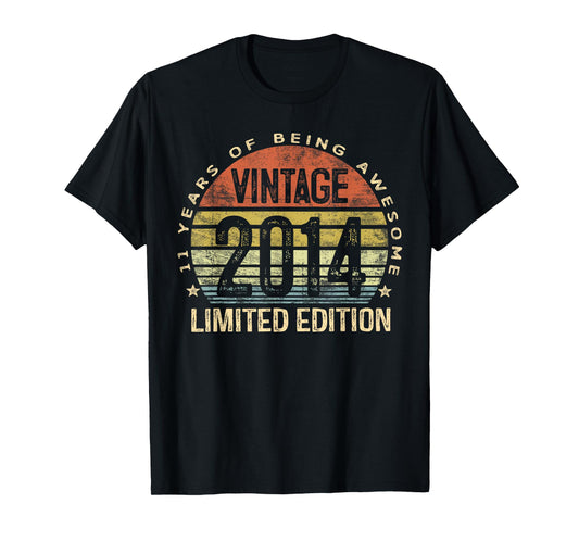 Vintage 2014 Limited Edition 11-Year-Old Gifts 11th Birthday T-Shirt