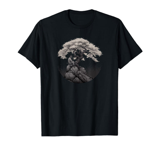 Bonsai Tree In Japanese Zen Buddhist Spiritual nature T-Shirt
