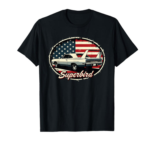 Old School Plymouth Superbird Classic American Flag T-Shirt