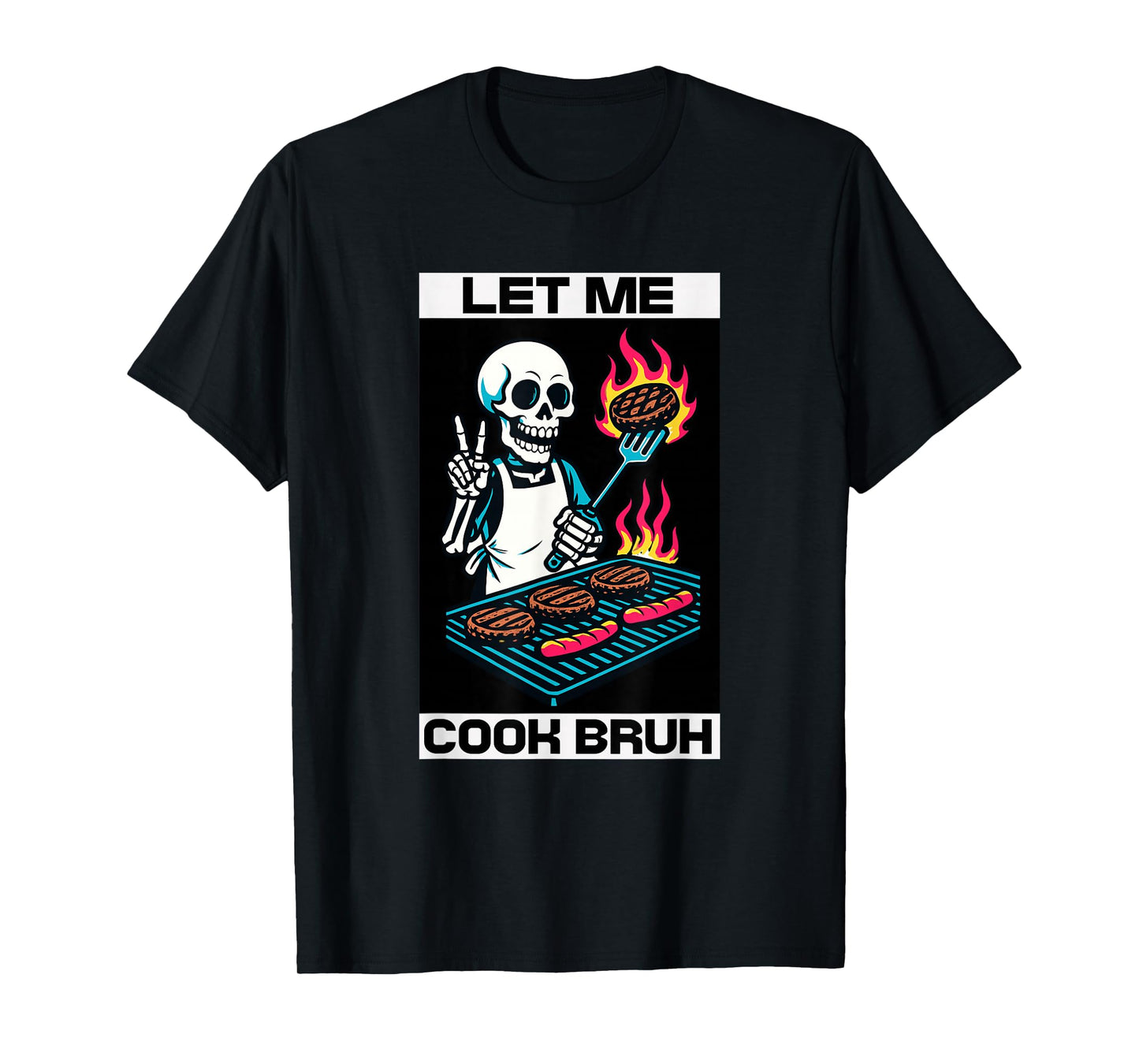 Let Me Cook Bruh Funny BBQ Skeleton Grilling Kids Youth T-Shirt