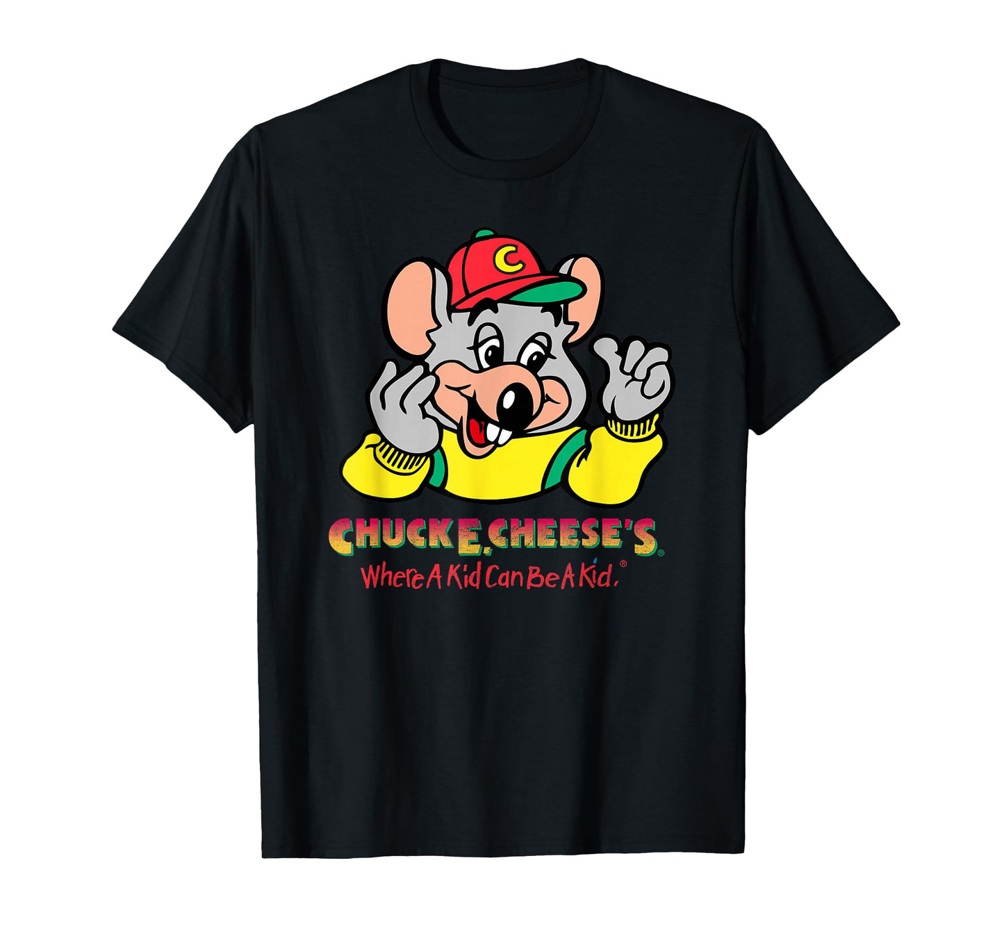Chuck E. Cheese's Where A Kid Can Be A Kid Retro Chest Logo T-Shirt