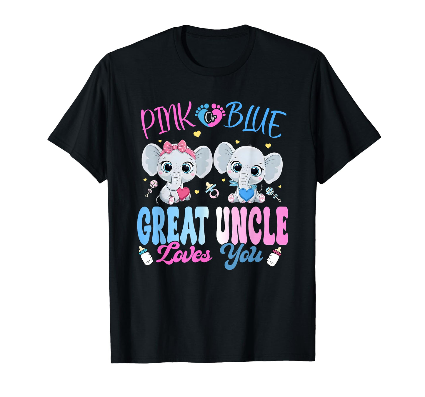 Pink or Blue Great Uncle Loves You Gender Reveal Elephant T-Shirt