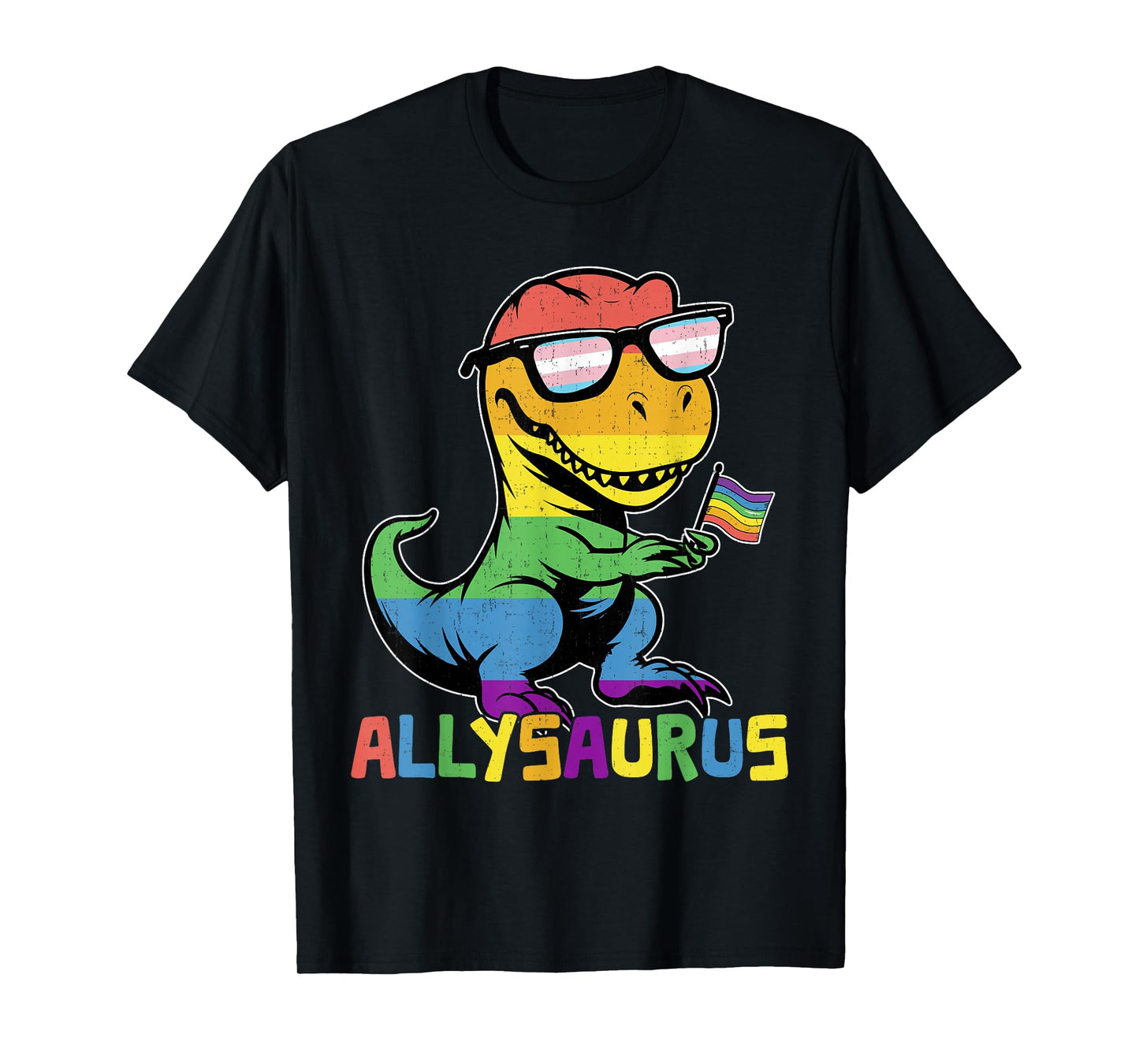 Funny Allysaurus LGBTQ Rainbow T Rex Kids Boys Gay Support T-Shirt