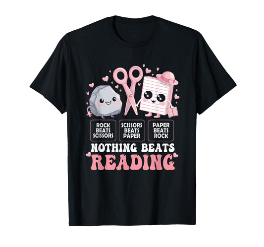 Nothing Beats Reading Book Librarian Rock Paper Scissors T-Shirt