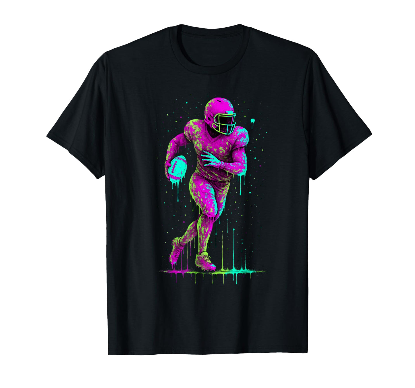 Football Drip Ice Painting Colorful T-Shirt