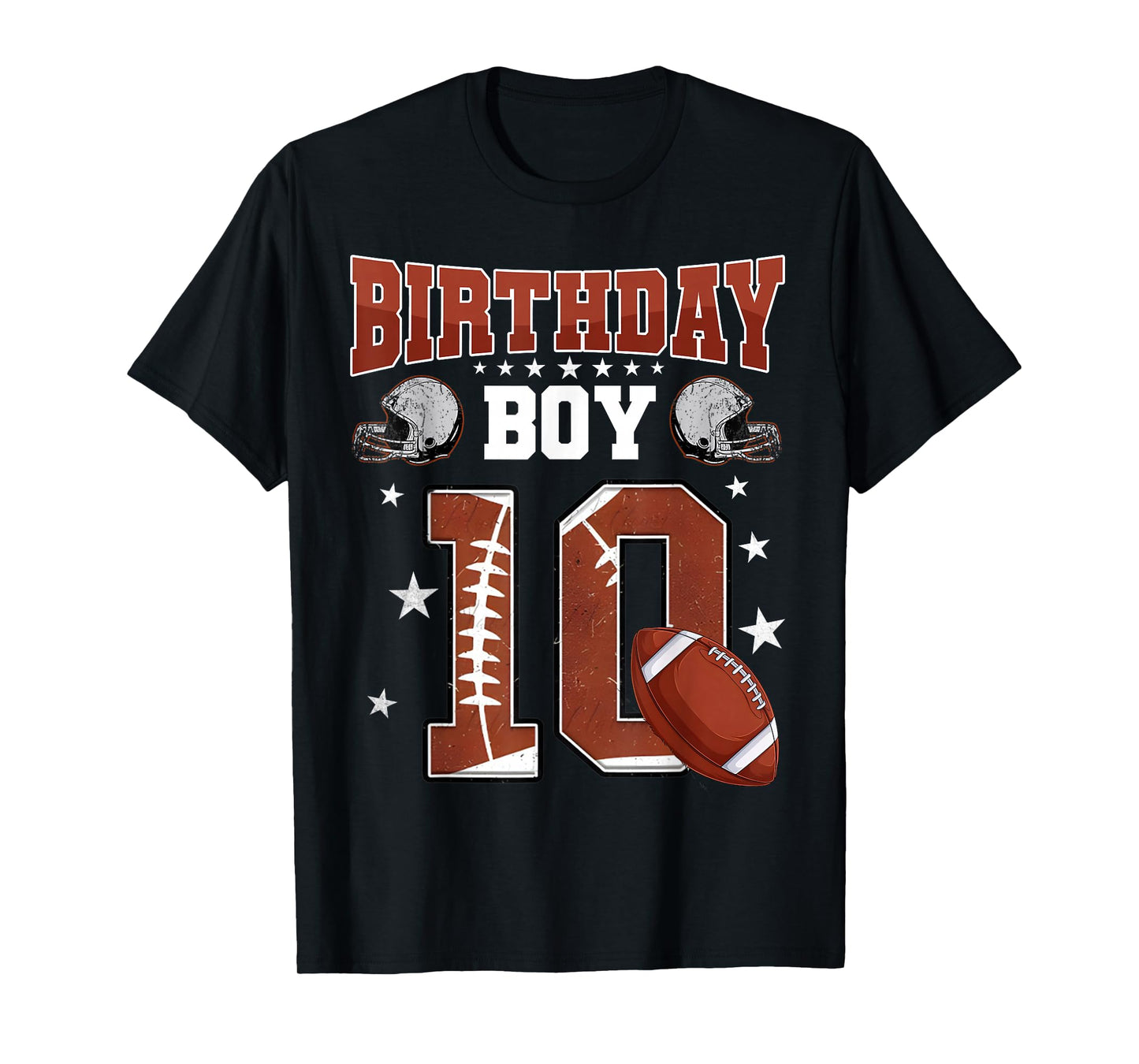 Kids 10th Birthday Boy Football Themed Party 10 Year Old T-Shirt