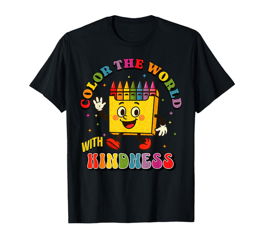 Be Kind Color The World with Kindness Retro Vintage Crayon T-Shirt