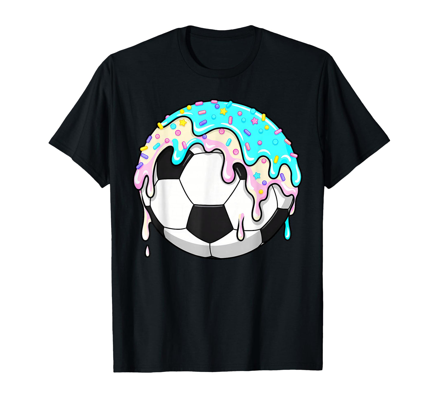 Dripping Soccer Ice Cream Drip Sport Sprinkles Melting Ball T-Shirt
