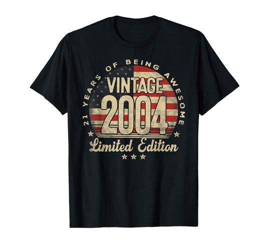 Vintage 2004 Limited Edition 21-Year-Old Gifts USA Flag T-Shirt