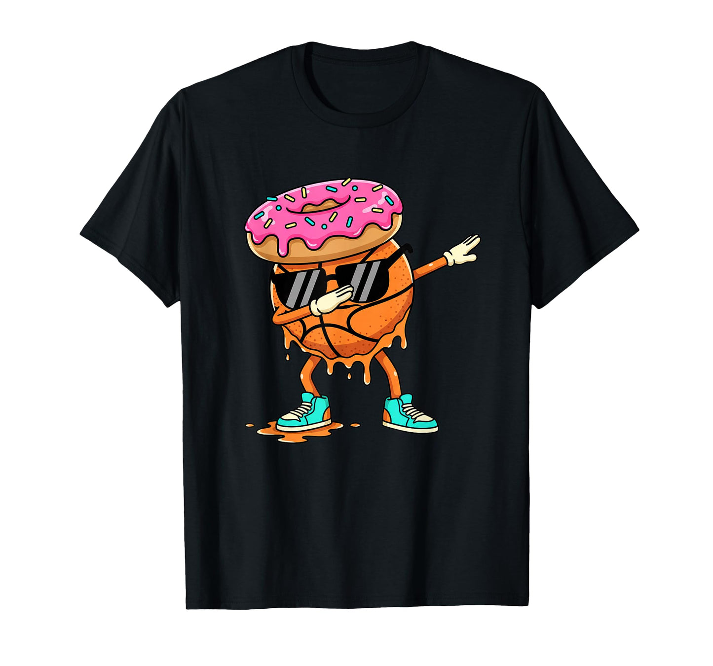 Basketball Donut Dab - Funny Basketball Character Design T-Shirt