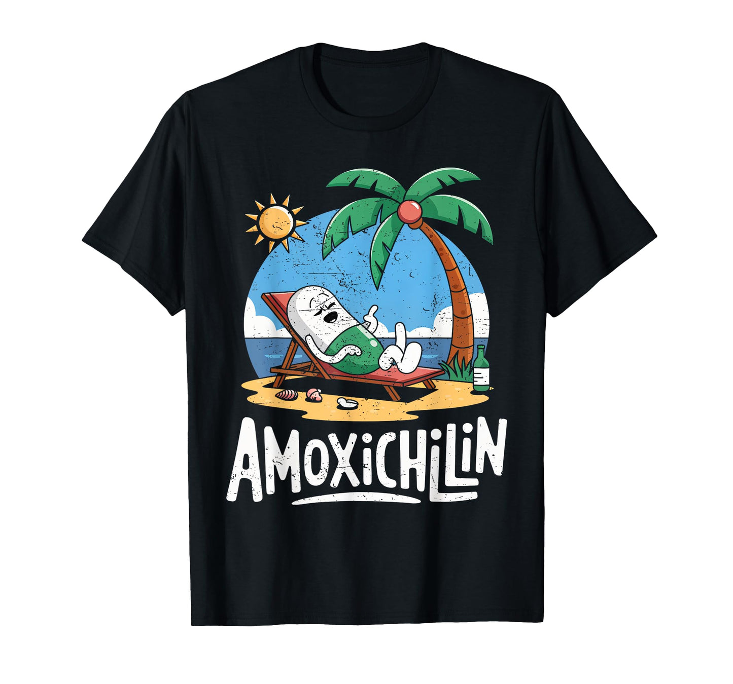 Amoxichillin Funny Pill Beach Vacation Pharmacy Technician T-Shirt