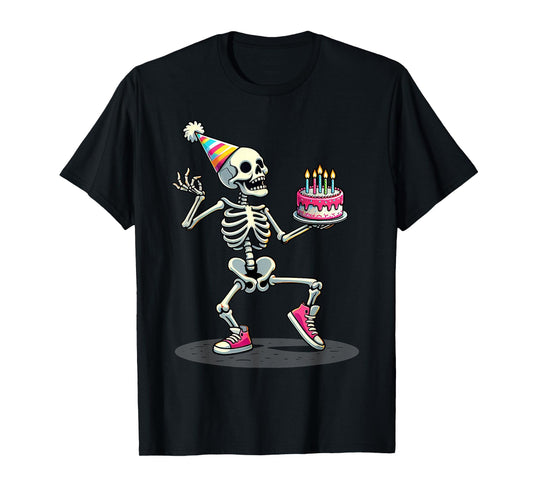 Funny Halloween Birthday Party Halloween Skeleton Birthday T-Shirt