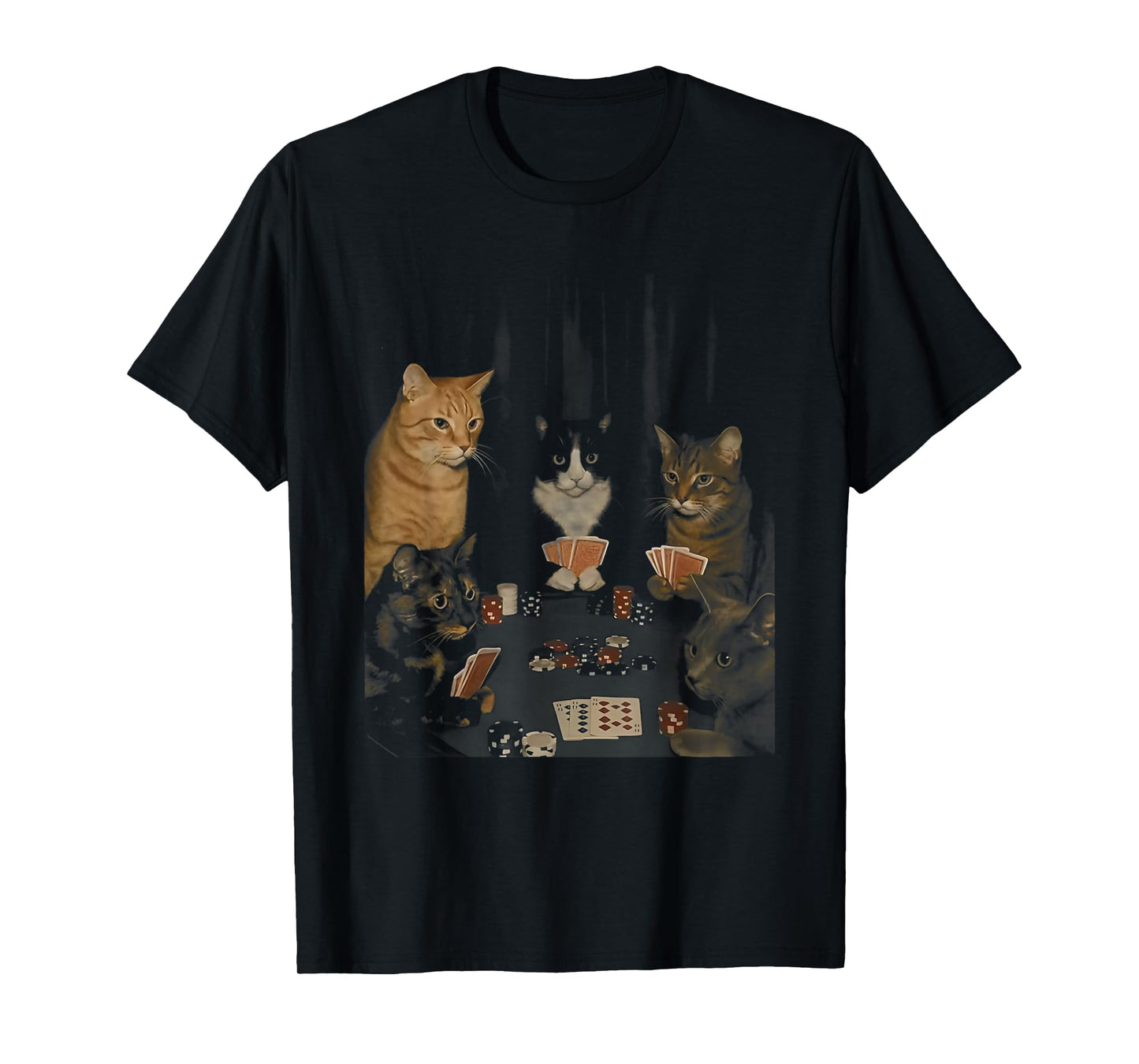 Retro Funny Cats Playing Poker Meme Graphic T-Shirt