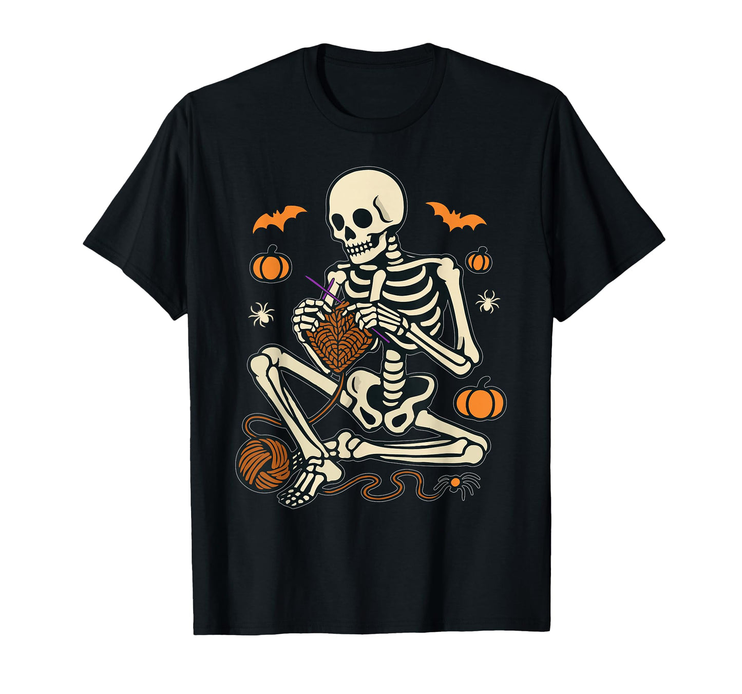 Skeleton Crochet Halloween Shirt for Yarn Lovers Women Men T-Shirt