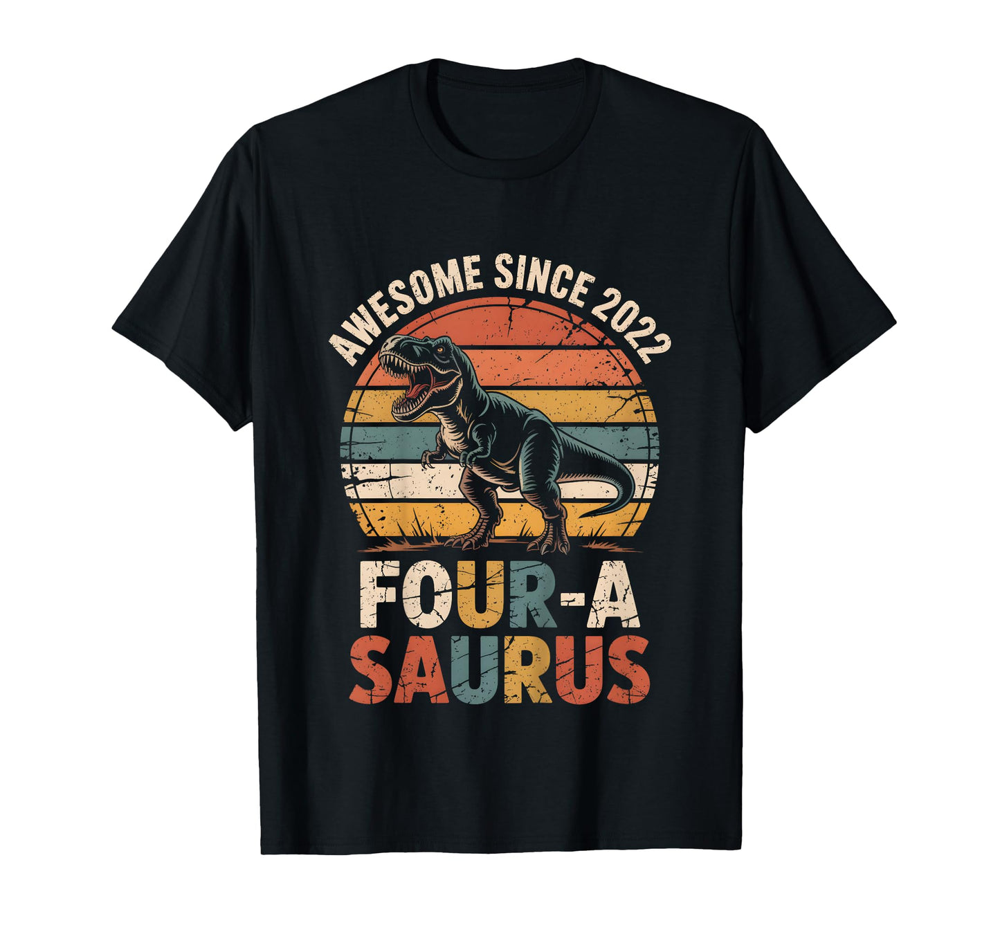 4 Year Old Dinosaur 4th Birthday Gift Trex Dino Four Saurus T-Shirt