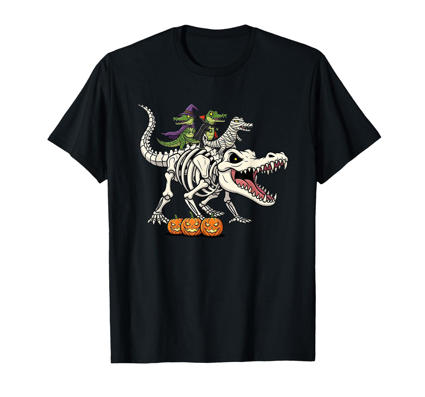 Alligator Skeleton Mummy Witch Halloween Kids Mens Womens T-Shirt