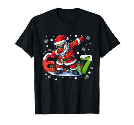6 7 Meme Christmas 67 Six Seven Santa Dabbing Xmas Boys Kids T-Shirt